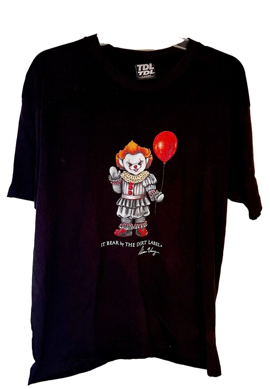 IT Bear Black T Shirt Top By The Dirt Label TDL Size Large Horror